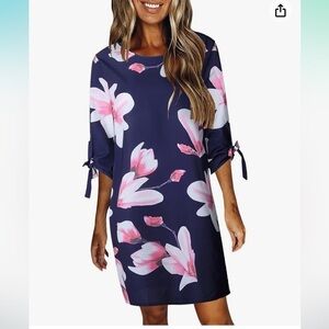 YOINS Woman Floral Blue Long Sleeve Round Neckline Size XS